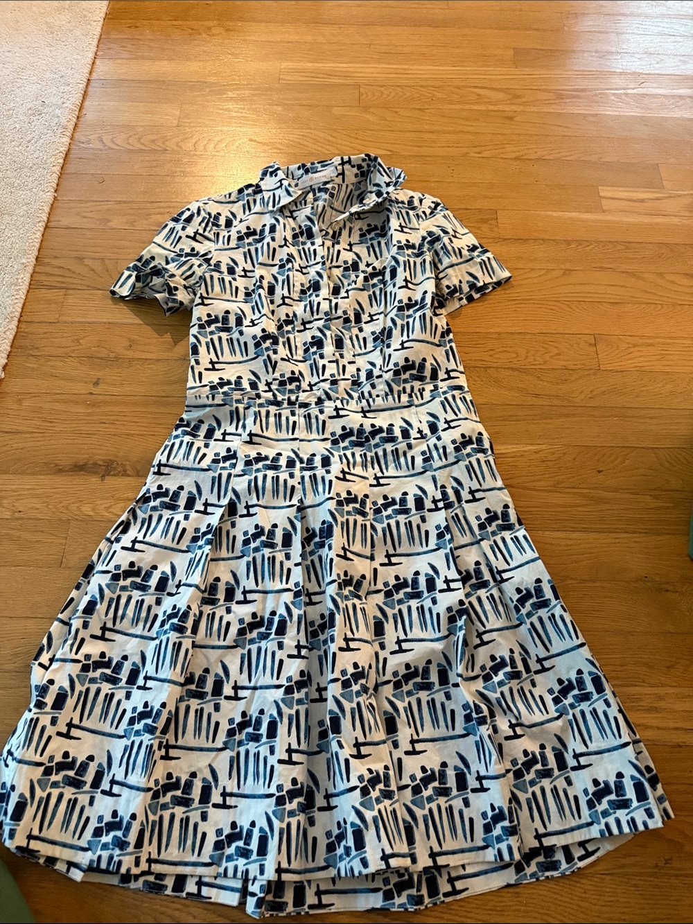 Tory Burch Blue and White Printed Button-Front Women’s Dress